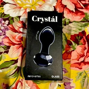 Crystal Premium Glass Gem Black Butt Plug.
